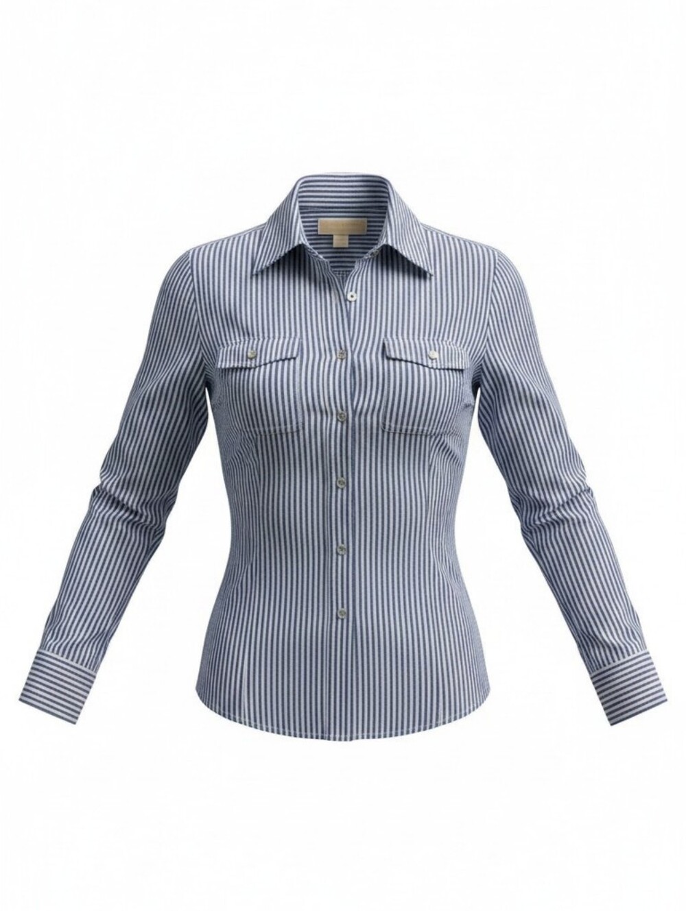 Michael Kors Blue and White Striped Button-Down Shirt